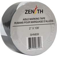 Aisle Marking Tape, 2" x 108', PVC, Black and White Par Equipment