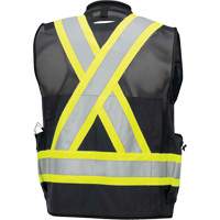 6679 High-Visibility Antimicrobial Mesh-Back Surveyor Vest, Black, Small, Polyester Par Equipment