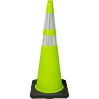 C&ocirc;ne de signalisation de premi&egrave;re qualit&eacute;, 36", Vert lime, Bande(s) r&eacute;fl&eacute;chissante(s) 4" & 6" Par Equipment