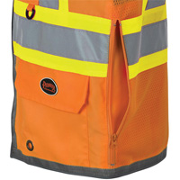 Veste de s&eacute;curit&eacute; pour arpenteur Pioneer avec fermeture &agrave; glissi&egrave;re et dos en maille, Orange haute visibilit&eacute;, Petit, Polyester Par Equipment