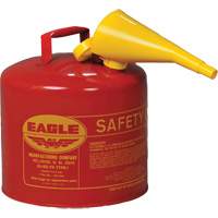 Safety Can for Flammables with Funnel, Type I, Galvanized Steel, 5 US gal., Red, FM Approved/UL/ULC Listed Par Equipment