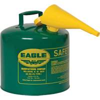 Safety Can for Combustibles with Funnel, Type I, Galvanized Steel, 5 US gal., Green, FM Approved/UL/ULC Listed Par Equipment