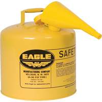 Safety Can for Diesel with Funnel, Type I, Galvanized Steel, 5 US gal., Yellow, FM Approved/UL/ULC Listed Par Equipment