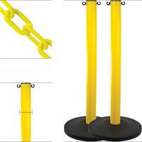 Industrial Stanchion Kit with Plastic Chain, 37" High, Yellow Par Equipment