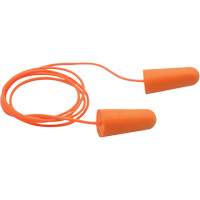 Bouchons d'oreilles coniques jetables en mousse de PU orange SEALTEC33, Avec cordon, Vrac - Boîte, 33 dB NRR, Taille unique Par Equipment
