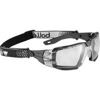 RUSH+ 2.0 XP Small Safety Glasses with Black & Grey Frame, Clear Lens, Anti-Fog/Anti-Scratch, ANSI Z87+ Par Equipment