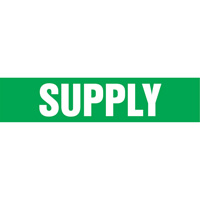 Marqueurs de tuyau "Supply", Autocollant, 4" h x 24" la, Blanc/vert Par Equipment