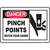 "Pinch Points" Sign, 7" x 10", Plastic, English with Pictogram Par Equipment