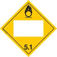 Oxidizer TDG Placard, Adhesive Vinyl Par Equipment