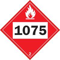 1075 Liquefied Petroleum Flammable Gas TDG Placard, Plastic Par Equipment