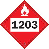 1203 Gasohol & Gasoline Flammable Liquid TDG Placard, Adhesive Vinyl Par Equipment