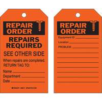 &eacute;tiquette pour les r&eacute;parations de s&eacute;curit&eacute;, Polyester, 4" la x 7" h, Anglais Par Equipment