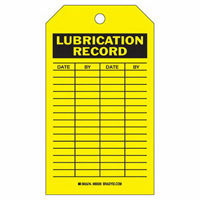 &eacute;tiquettes registres de lubrifications, Polyester, 4" la x 7" h, Anglais Par Equipment