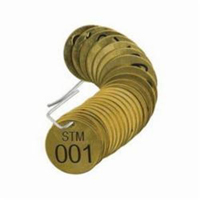 &eacute;tiquettes num&eacute;rot&eacute;es pour vannes STM, # 001-025, Laiton, 1,5" dia. Par Equipment