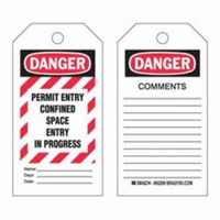 &eacute;tiquettes Confined Space, Polyester, 3" la x 5-3/4" h, Anglais Par Equipment