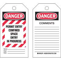 "Confined Space" Tags, Polyester, 3" W x 5-3/4" H, English SX839 | Par Equipment