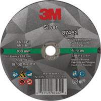 Silver Cut-Off Wheel, 4" x 0.06", 3/8"-24 Arbor, Type 1, Ceramic, 19100 RPM Par Equipment