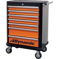 Roller Cabinet, 7 Drawers, 28" W x 18" D x 40" H, Black/Orange TER176 | Par Equipment