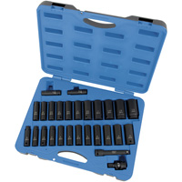 PS2712DC SAE/Metric Socket Set, 27 Pcs, Impact, 1/2" Drive Size, Deep Par Equipment