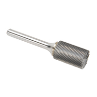 Solid Carbide Burrs - Cylinder Shape with End Cut, SB-6, 3/5" Dia., 1/4" Shank, 24.4 mm Depth of Cut Par Equipment