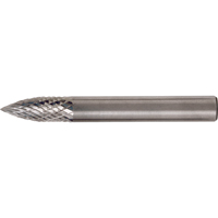 Solid Carbide Burrs - Tree Shape Pointed End, SG-1, 1/4" Dia., 1/4" Shank, 5/8" Depth of Cut Par Equipment