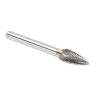Solid Carbide Burrs - Tree Shape Pointed End, SG-3, 9.53 mm Dia., 1/4" Shank Par Equipment