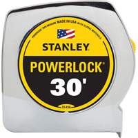 Ruban &agrave; mesurer Powerlock, 1" x 30', Marques de goujon Imp&eacute;rial Par Equipment