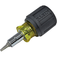 Stubby Multi-Bit Screw Driver With Sq.Recess, 3-1/5" L, Cushion Grip Handle Par Equipment