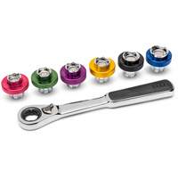 6 Point Magnetic Oil Drain Plug Metric Socket Set, 7 Pieces, 3/8" Drive Size Par Equipment