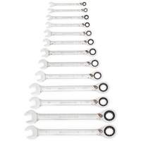 72-Tooth 12 Point Reversible Ratcheting SAE Wrench Set, Combination, 13 Pieces, Imperial Par Equipment