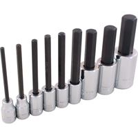 Hex Head Socket Set, Hex, 1/2"/3/8" Drive, 9 Pcs Par Equipment