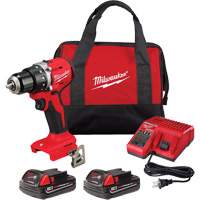 M18 Compact Brushless Drill/ Driver Kit, Lithium-Ion, 18 V, 1/2" Chuck, 550 in-lbs Torque Par Equipment