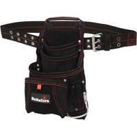Carpenter's Suede Nail & Tool Bag, Leather, 11 Pockets, Black UAX328 | Par Equipment