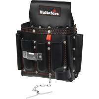 Electrician's Tool Pouch, Leather, 8 Pockets, Black UAX329 | Par Equipment