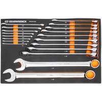 12-Point Long Pattern Combination SAE Wrench Set in Foam Storage Tray, Open-Ended, 19 Pieces, Imperial Par Equipment
