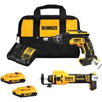 XR&reg; Brushless Drywall Screwgun & Cut-Out Tool Combo Kit, Lithium-Ion, 20 V Par Equipment