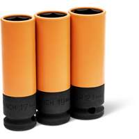 Jeu de douilles m&eacute;triques haute r&eacute;sistance pour protecteurs de roues, 3 Mcx, Chocs, Prise de 1/2", Profond Par Equipment