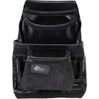 Phantom Collection Heavy-Duty Nail & Tool Bag, Leather, 10 Pockets, Black Par Equipment