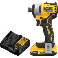 ATOMIC COMPACT SERIESMAX* Brushless Cordless Compact Impact Driver Kit, 1/4", 1700 in-lbs Max. Torque, 20 V, Lithium-Ion Par Equipment