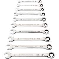90-Tooth 12-Point Wrench Set, Ratcheting Combination, 10 Pieces, Imperial Par Equipment