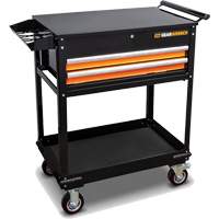 Utility Cart, 2 Drawers, 32-1/2" W x 42" H, Black/Orange Par Equipment