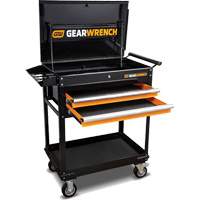 Utility Cart, 2 Drawers, 32-1/2" W x 42" H, Black/Orange Par Equipment