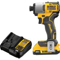 Brushless Cordless Impact Driver Kit, 1/4", 1700 in-lbs Max. Torque, 20 V, Lithium-Ion Par Equipment