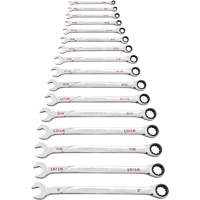 Jeu de cl&eacute;s SAE 120XP Universal Spline XL, Combinaison &agrave; cliquet, 16 morceaux, Imp&eacute;rial Par Equipment