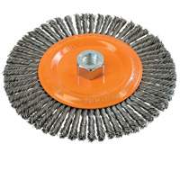 Stringer Bead Knotted Wire Brush, 6-7/8" Dia., 0.02" Fill, 5/8"-11 Arbor, Steel Par Equipment