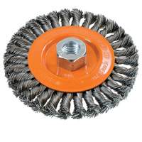 Wide Knotted Wire Wheel Brush, 5" Dia., 0.02" Fill, 5/8"-11 Arbor, Steel UE938 | Par Equipment