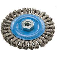 Wide Knotted Wire Wheel Brush, 5" Dia., 0.02" Fill, 5/8"-11 Arbor, Aluminum/Stainless Steel UE940 | Par Equipment