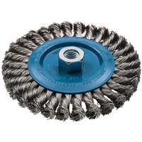 Wide Knotted Wire Wheel Brush, 6" Dia., 0.02" Fill, 5/8"-11 Arbor, Aluminum/Stainless Steel UE942 | Par Equipment