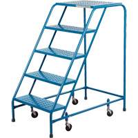 Rolling Step Ladder, 5 Steps, 18" Step Width, 46" Platform Height, Steel Par Equipment