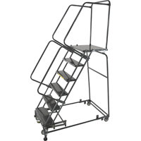 &eacute;chelles roulantes avec pied verrouillable activ&eacute; par le poids, 5 marches, Largeur de la marche 24", Hauteur de la plateforme 50", Acier Par Equipment